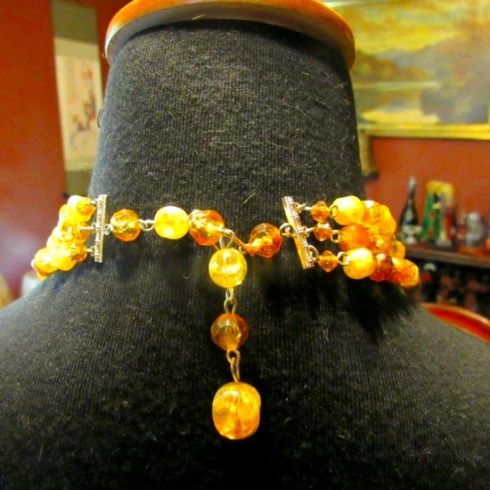 🍂 Lovely Vintage Gold-Cream-Bronze Beaded Necklace - Picture 6 of 16